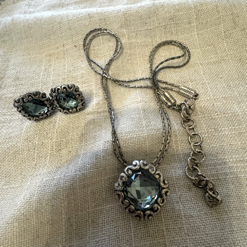 Brighton silver and blue necklace and earrings